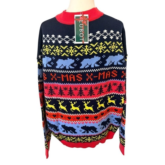 NEW Christmas Sweater Women's XXL Reindeer Snowflakes Holiday Crewneck - Picture 5 of 7